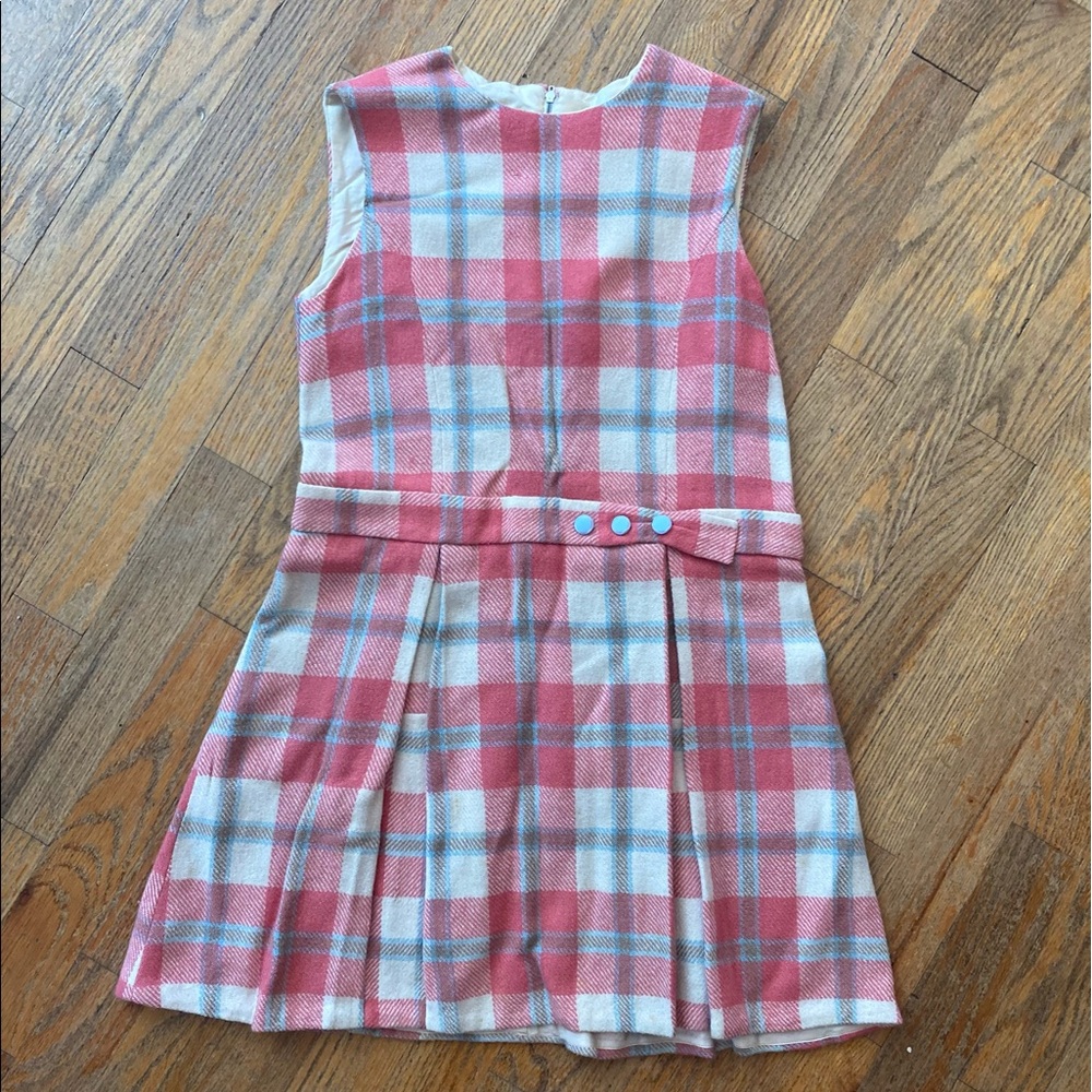 Vintage 60s Girls Wool Plaid Dress